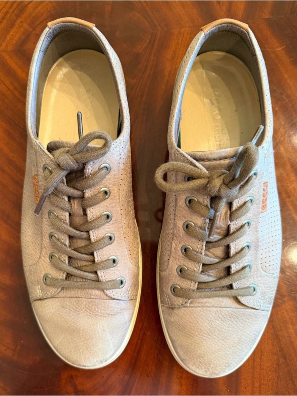 ECCO Taupe Leather Lace Up Sneakers Men’s EU 43 US 9-9.5
